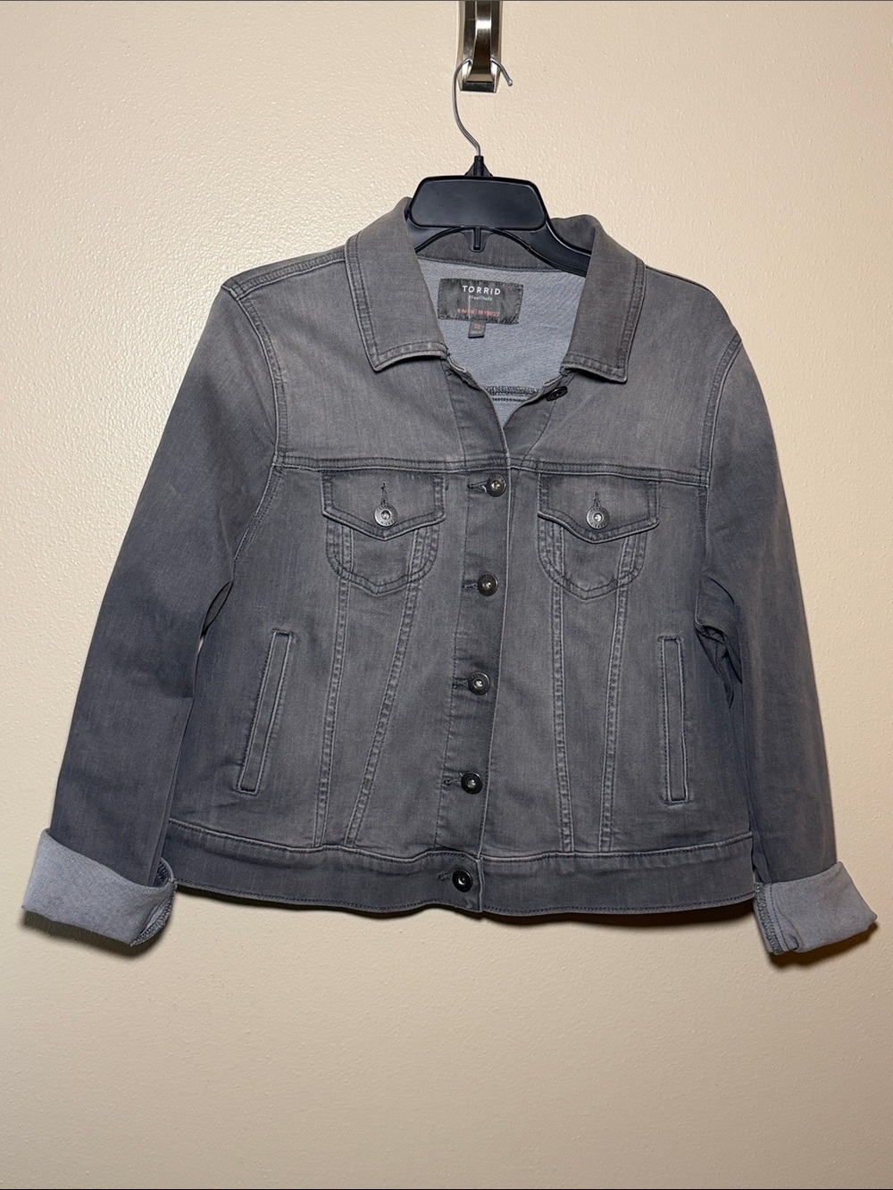 torrid Gray Washed Denim Jacket - Button Front